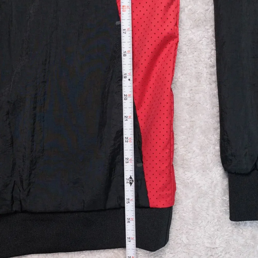 Nike Jordan Black Red Varsity Bomber Jacket Windbreaker Full Zip Mens Size L